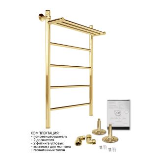 Полотенцесушитель водяной Indigo Line LLSHW80-50GDPK3 с полкой 80x50 см золото